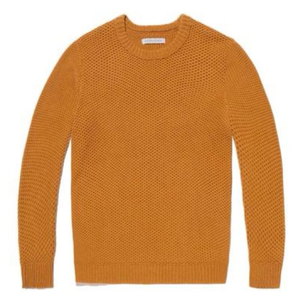 OUTERKNOWN Men's Curry Eastbank Crew Wool Organic Cotton Knit Sweater- Medium